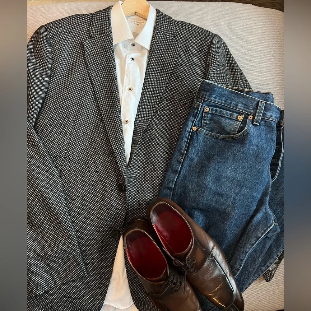 ARMANI COLLEZIONI M-LINE BLACK WEAVE BLAZER